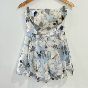 L’atiste Floral Sleeveless Romper Lined Blue White Small